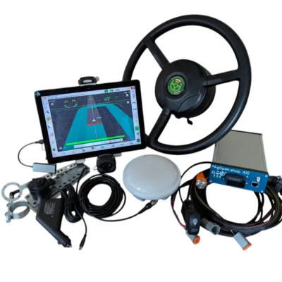 Complete direct drive AgOpenGPS autosteer kit: steering motor, tablet, control box, antenna and wire harness