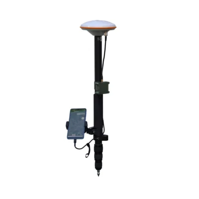 RTK surveying pole with GNSS antenna, RTK receiver and phone holder