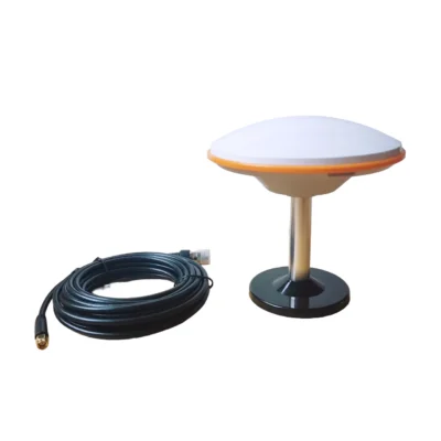 Survey-grade GNSS antenna on a magnetic base with antenna cable