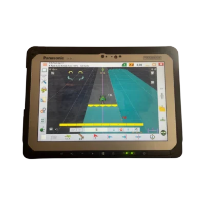 Panasonic Toughbook CF-20 tablet showing the AgOpenGPS guidance screen