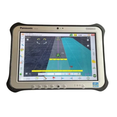 Panasonic Toughpad FZ-G1 tablet showing the AgOpenGPS guidance screen